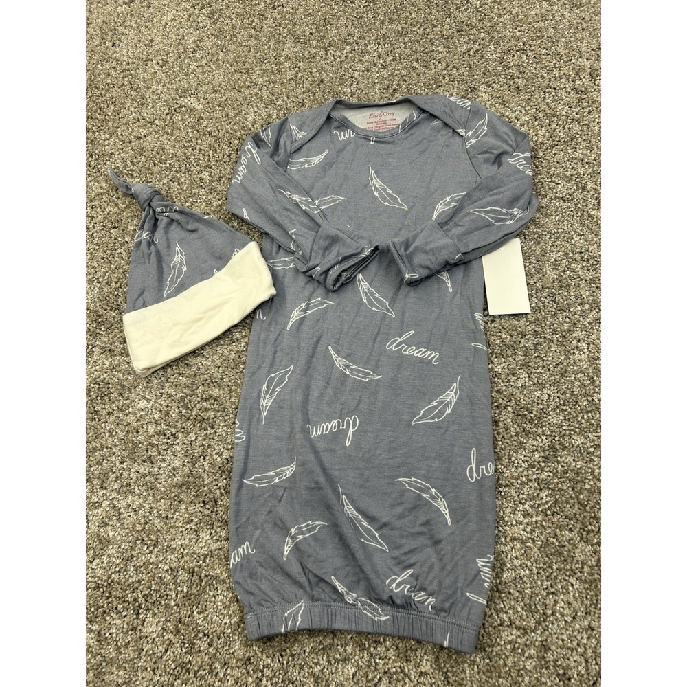 Baby Grey Everly Grey Gown Two Piece Set Dream Sleepwear Soft Size 0-3M #0002